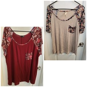 2 floral soft cotton tees